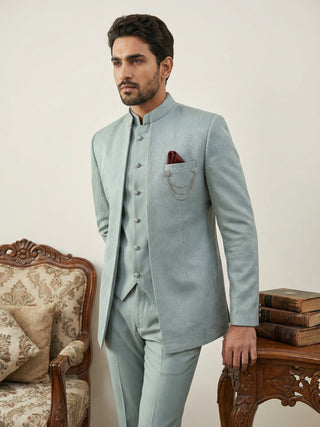 Cotton Blend Textured Indo-Western Set