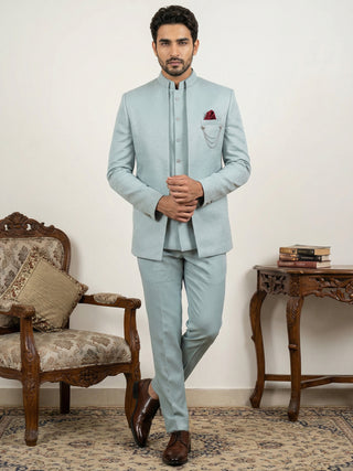 Cotton Blend Textured Indo-Western Set