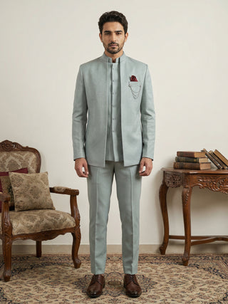 Cotton Blend Textured Indo-Western Set
