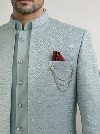 Cotton Blend Textured Indo-Western Set