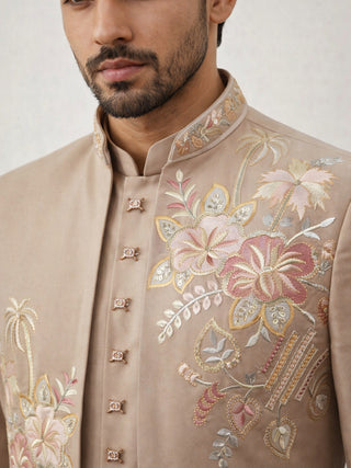 Japanese Fabric Embroidered Sherwani Set