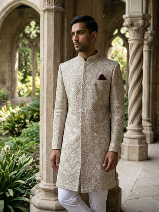 Embroidered Cotton Blend Indo-Western Set