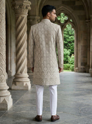Embroidered Cotton Blend Indo-Western Set