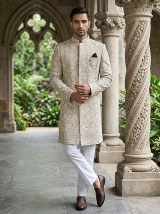 Embroidered Cotton Blend Indo-Western Set