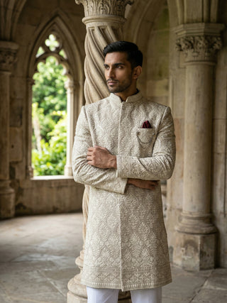 Embroidered Cotton Blend Indo-Western Set