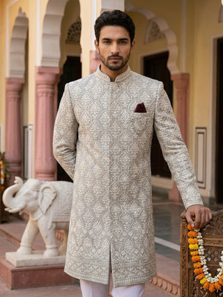 Embroidered Cotton Blend Indo-Western Set
