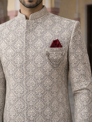 Embroidered Cotton Blend Indo-Western Set