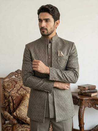 Cotton Blend Textured Indo-Western Set