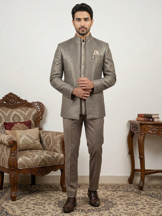 Cotton Blend Textured Indo-Western Set