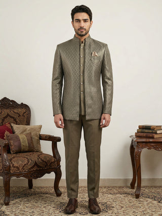 Cotton Blend Textured Indo-Western Set
