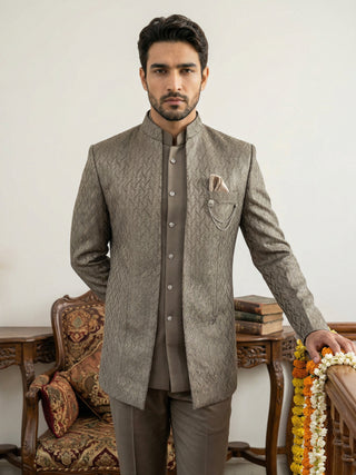 Cotton Blend Textured Indo-Western Set