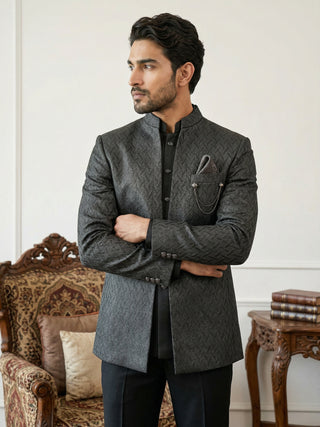 Cotton Blend Textured Indo-Western Set