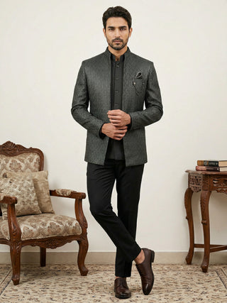 Cotton Blend Textured Indo-Western Set