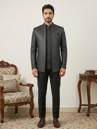Cotton Blend Textured Indo-Western Set