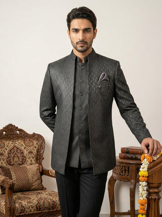 Cotton Blend Textured Indo-Western Set