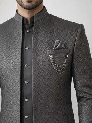 Cotton Blend Textured Indo-Western Set
