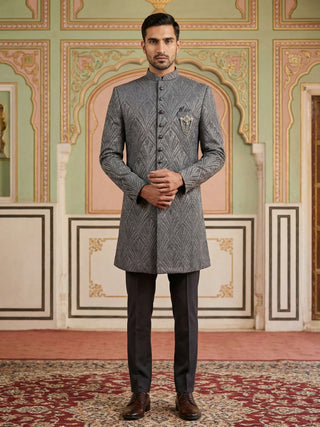 Woven Design Jacquard Indo-Western Set