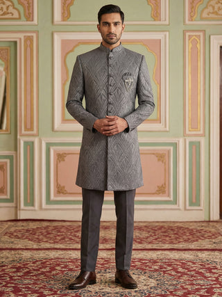 Woven Design Jacquard Indo-Western Set