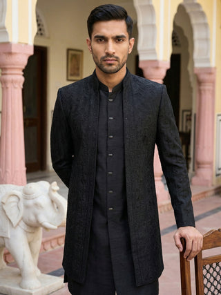 Silk Embroidered Indo-Western Set