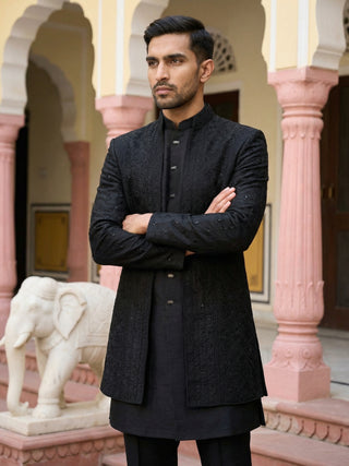 Silk Embroidered Indo-Western Set
