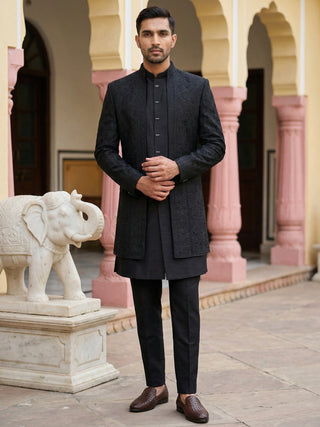 Silk Embroidered Indo-Western Set