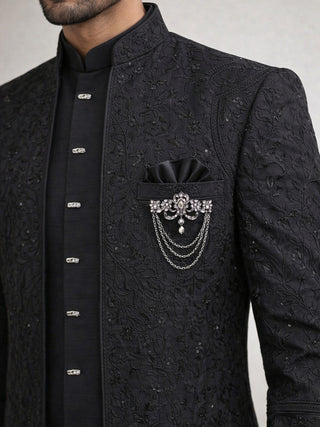 Silk Embroidered Indo-Western Set