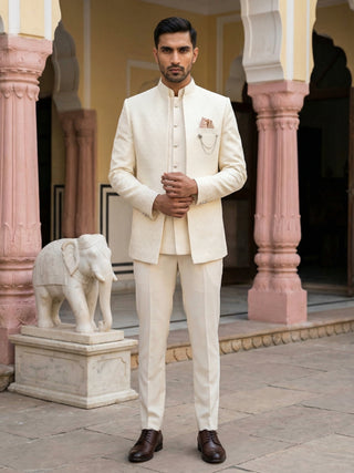 Men Woven Jacquard Indo-Western Set