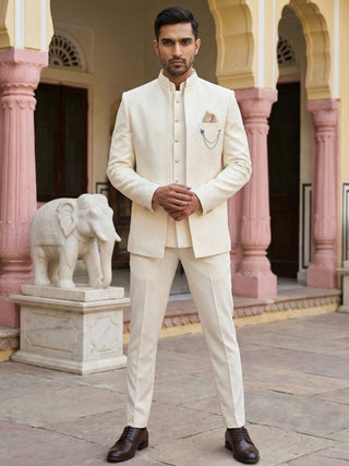 Men Woven Jacquard Indo-Western Set