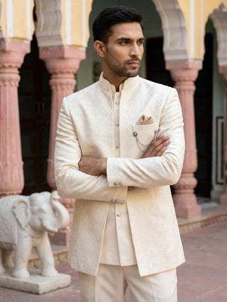 Men Woven Jacquard Indo-Western Set