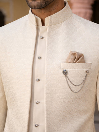 Men Woven Jacquard Indo-Western Set