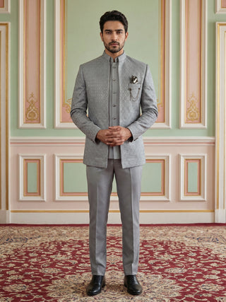 Men Woven Jacquard Indo-Western Set