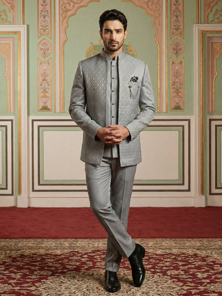 Men Woven Jacquard Indo-Western Set