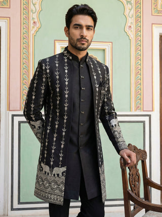 Men’s Embroidered Cotton Blend Indo-Western Set