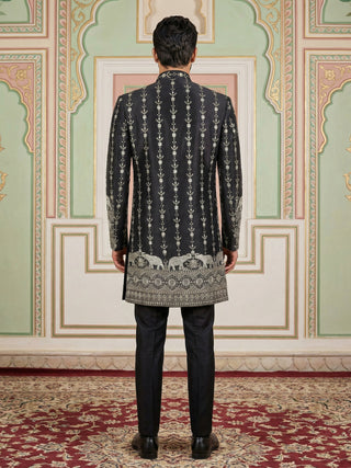 Men’s Embroidered Cotton Blend Indo-Western Set