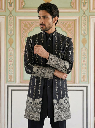 Men’s Embroidered Cotton Blend Indo-Western Set