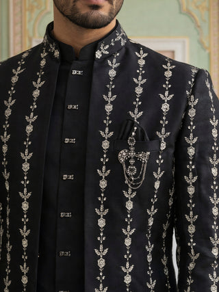 Men’s Embroidered Cotton Blend Indo-Western Set