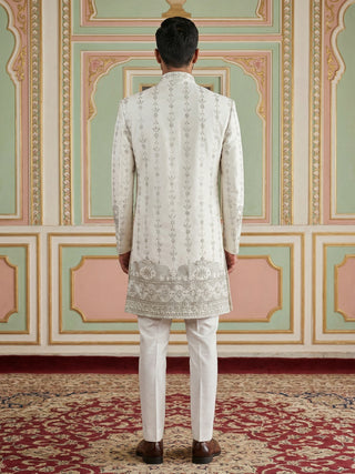 Men’s Embroidered Cotton Blend Indo-Western Set