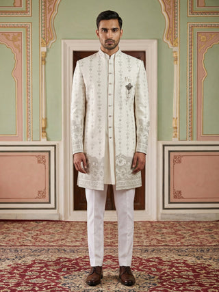 Men’s Embroidered Cotton Blend Indo-Western Set