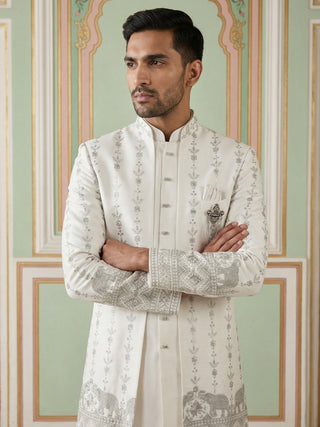Men’s Embroidered Cotton Blend Indo-Western Set
