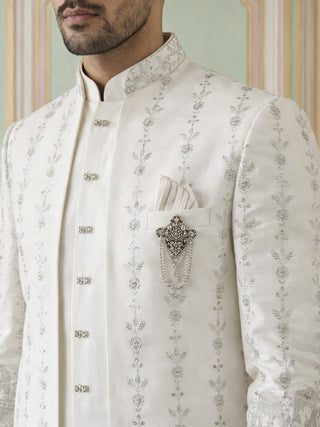 Men’s Embroidered Cotton Blend Indo-Western Set