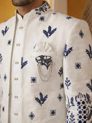 Men’s Embroidered Silk Blend Indo-Western Set