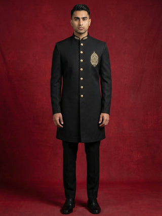 Men's Cotton Blend Indo-Western Set with Zari Work