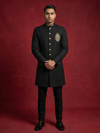 Men's Cotton Blend Indo-Western Set with Zari Work