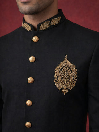 Men's Cotton Blend Indo-Western Set with Zari Work
