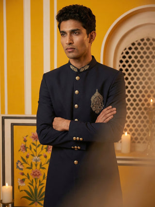 Men's Cotton Blend Indo-Western Set with Zari Work