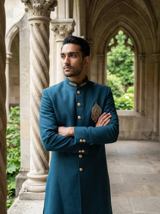 Men's Cotton Blend Indo-Western Set with Zari Work