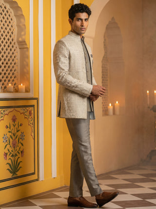 Silk Blend Woven Design Indo-Western Set