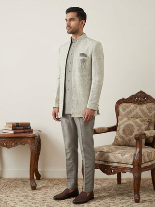 Silk Blend Woven Design Indo-Western Set