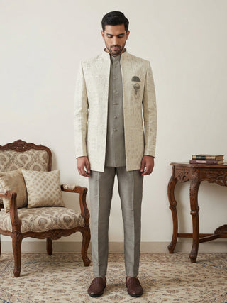 Silk Blend Woven Design Indo-Western Set