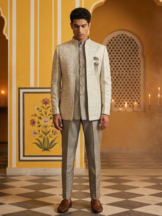 Silk Blend Woven Design Indo-Western Set